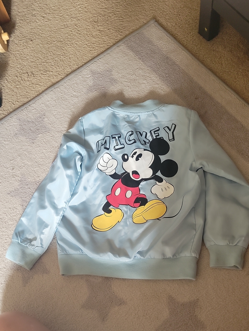 Disney Light Blue Mickey Mouse Satin-Style Kids Jacket